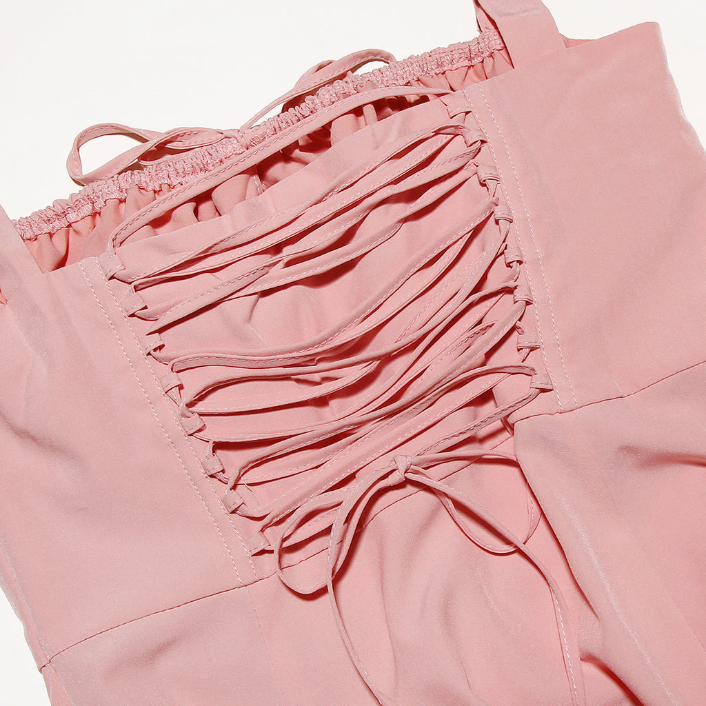 Spaghetti Straps Split Thigh Midi Dress
