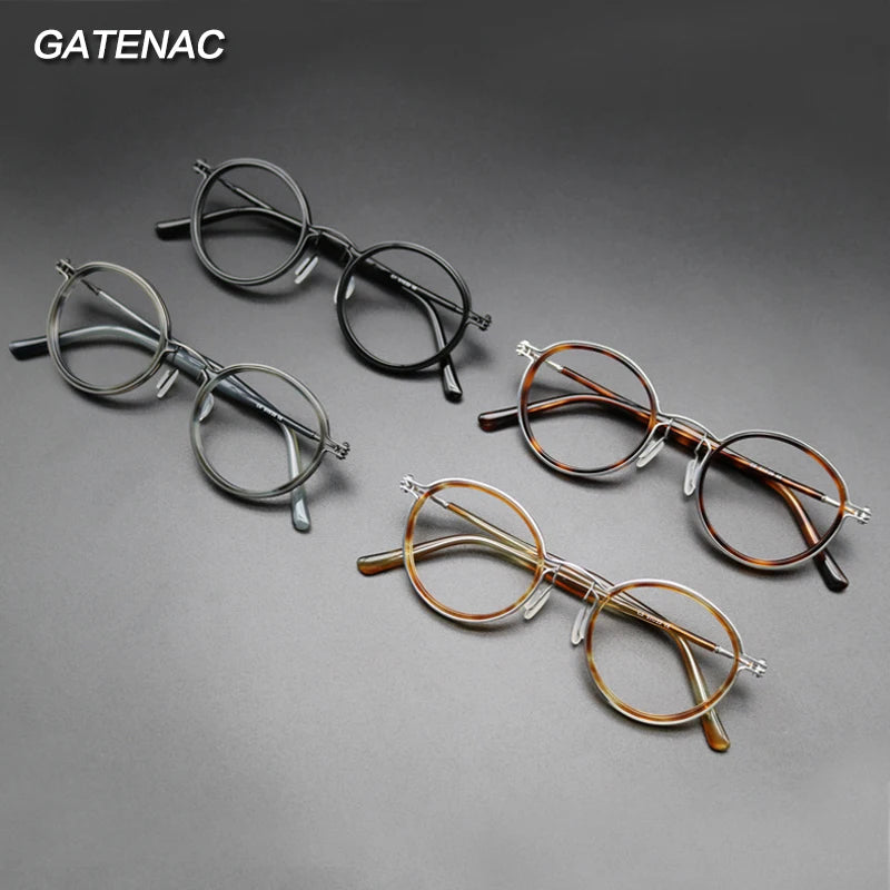 Vintage Round Acetate Titanium Glasses