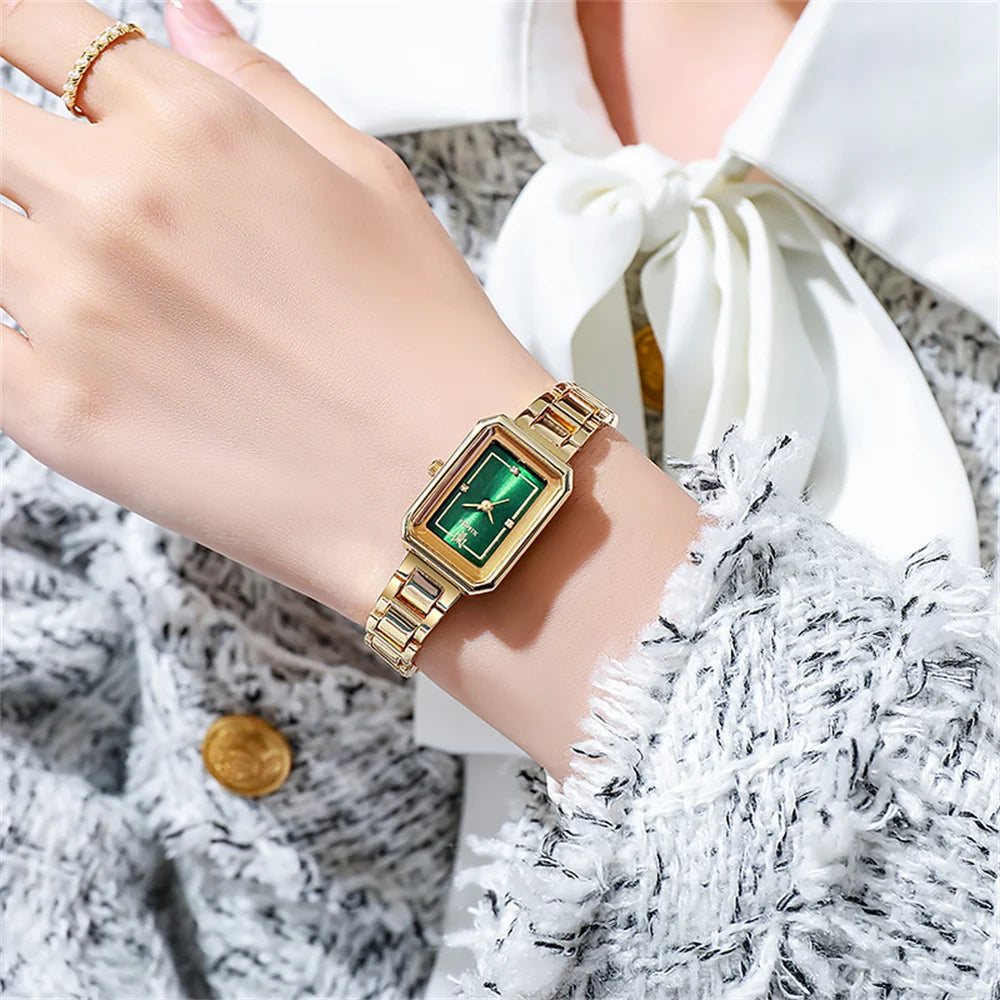 Simple  Rectangle Gold Quartz Watch
