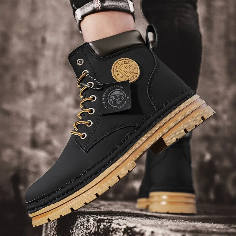 Men Designer Luxury Platform Leather Ankle Boots