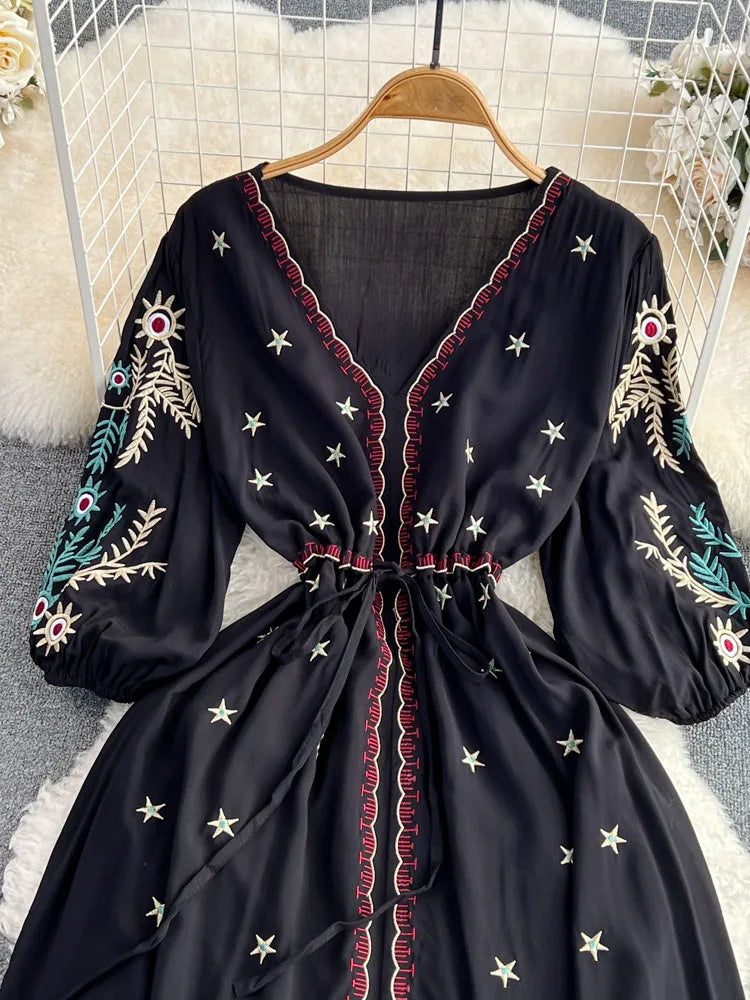 Women's Vintage Ethnic Midi Dress