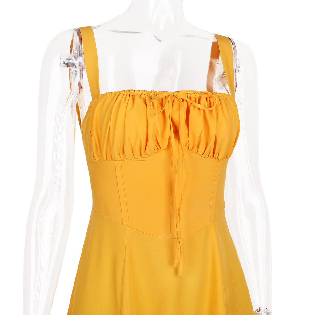 Spaghetti Straps Split Thigh Midi Dress