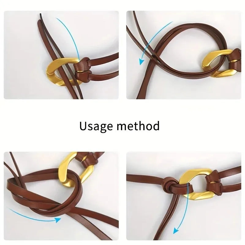 Vintage Double Layer Real Leather Belt Women