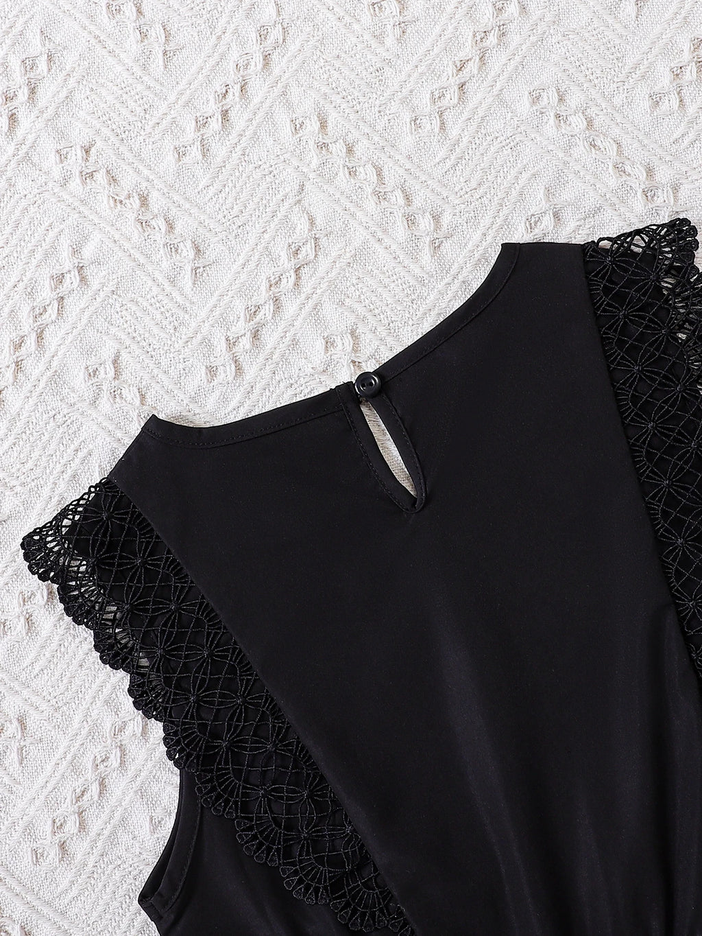 Girls' Black Lace Spliced Fashion Dress