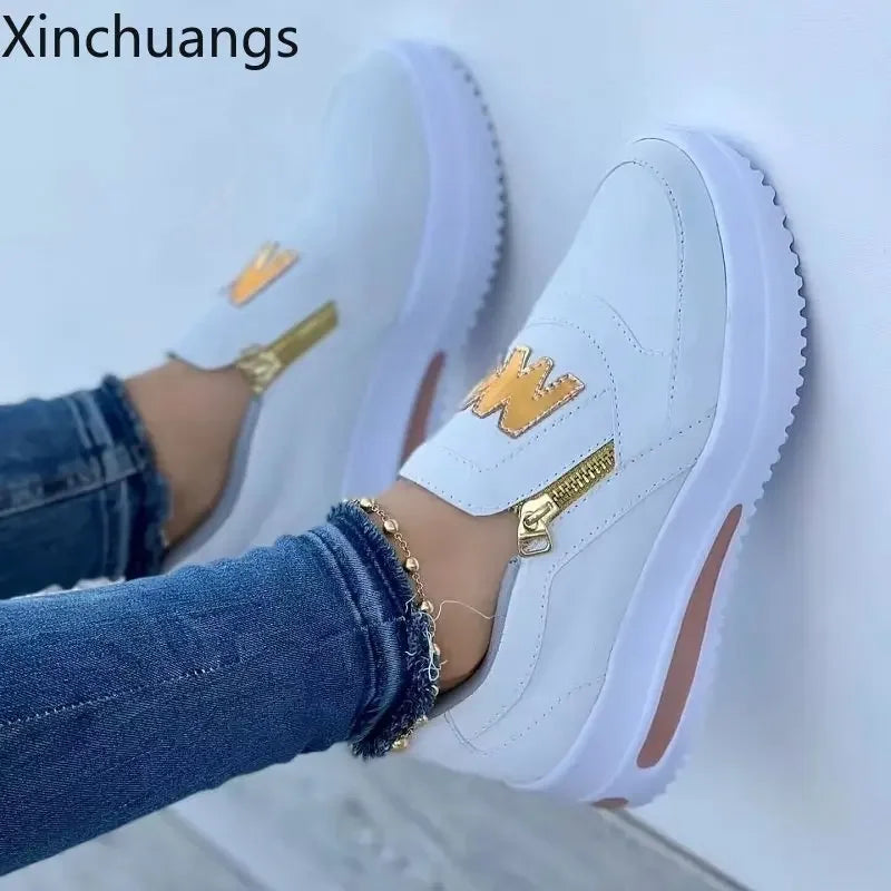 Women Side Zipper Platform Sneakers