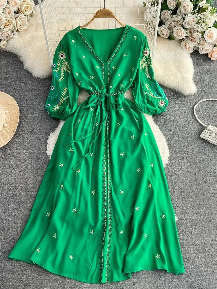 Women's Vintage Ethnic Midi Dress