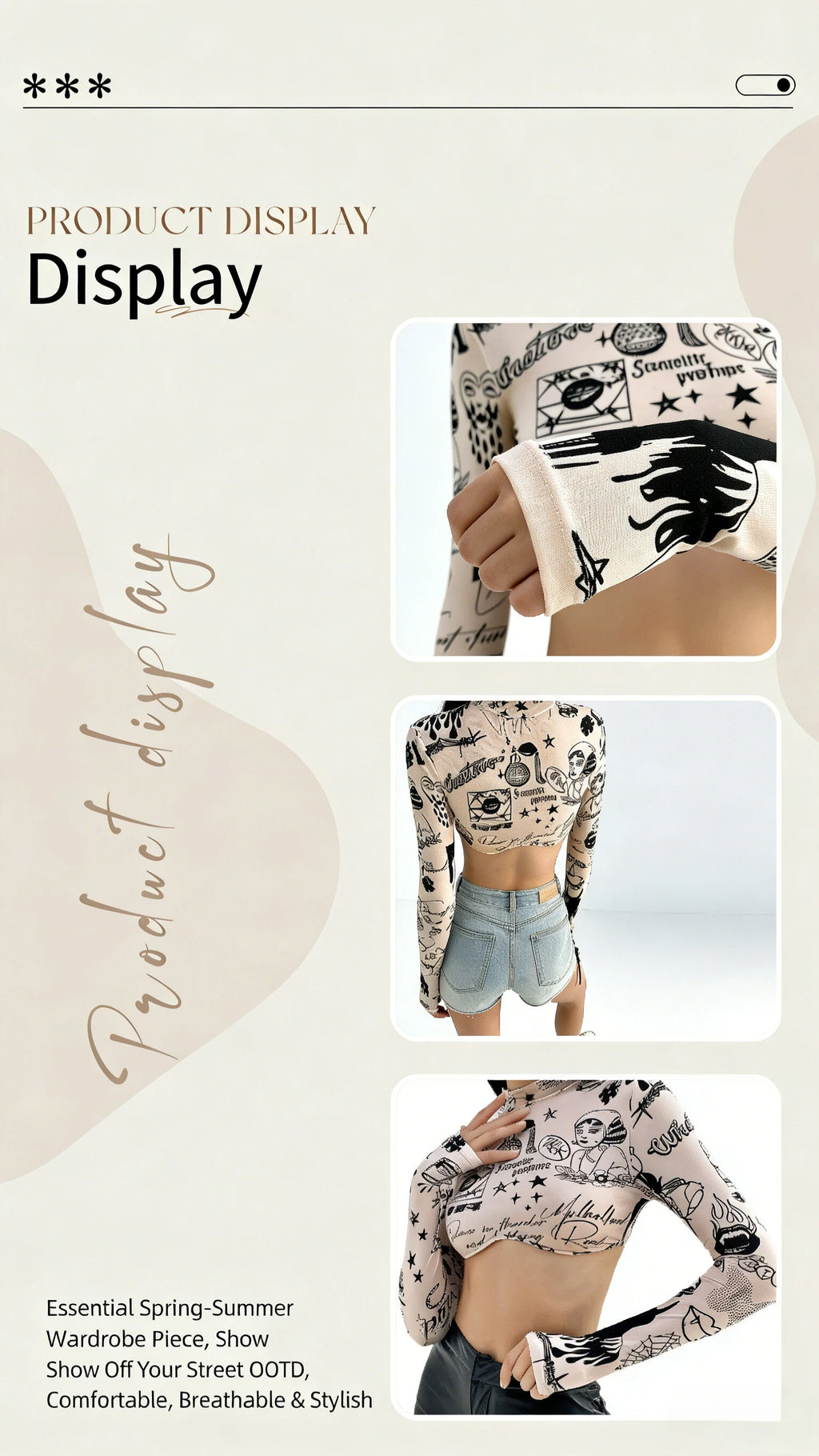 Women's Printed Stand Collar Blouse