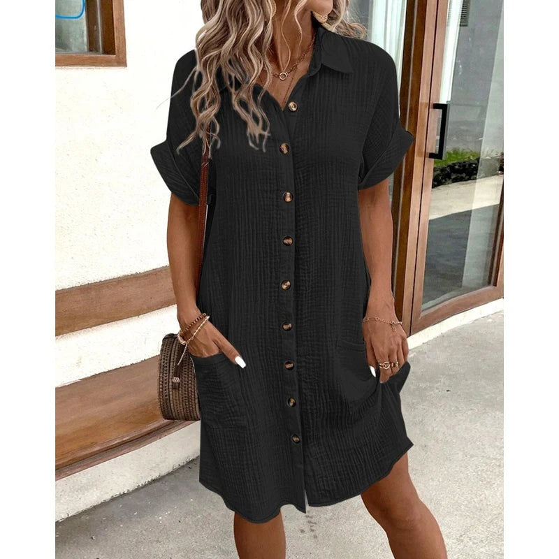 Short Sleeve Shirt Dress