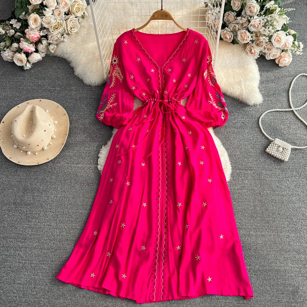 Women's Vintage Ethnic Midi Dress