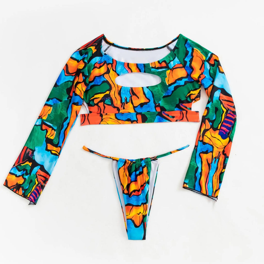 Women's Long Sleeve Split Bikini Set