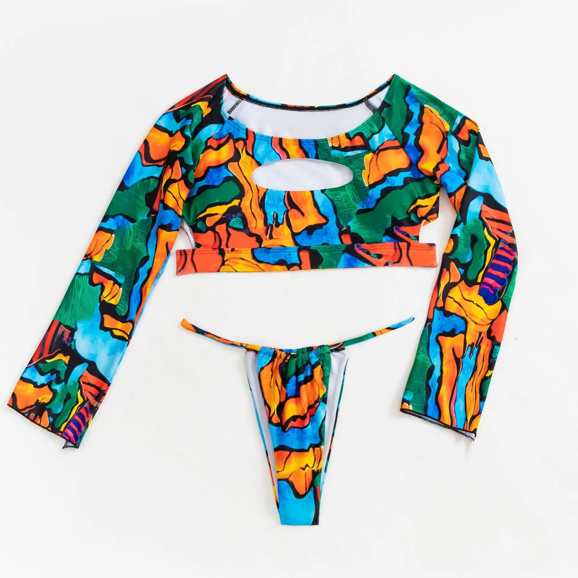 Women's Long Sleeve Split Bikini Set