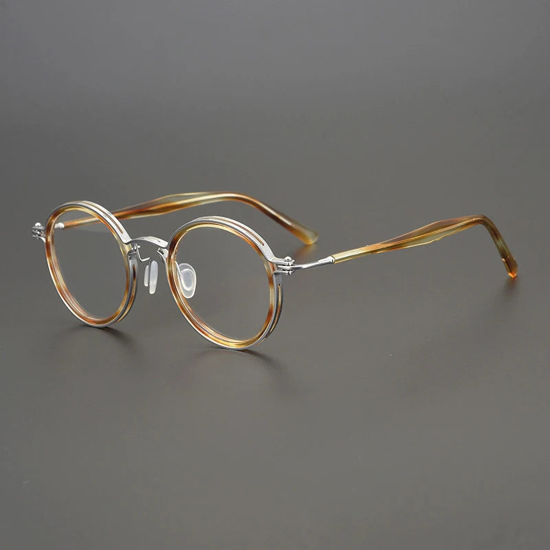 Vintage Round Acetate Titanium Glasses