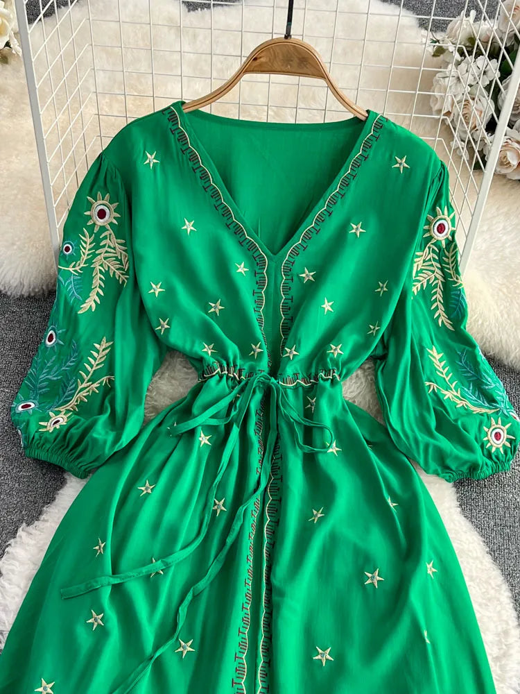 Women's Vintage Ethnic Midi Dress