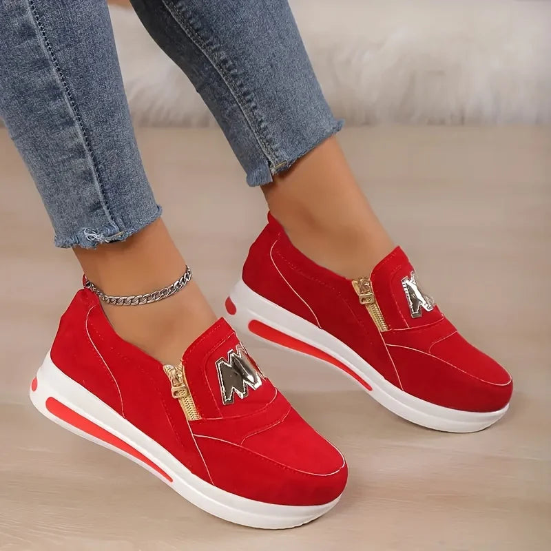 Women Side Zipper Platform Sneakers