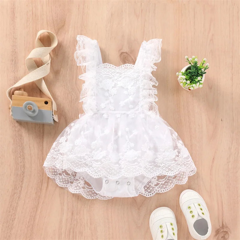 Baby Girls' Floral Lace Romper Dress