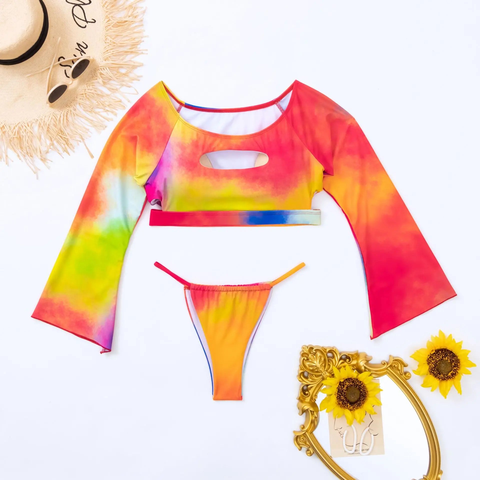 Women's Long Sleeve Split Bikini Set