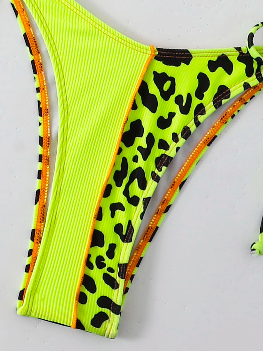 Leopard Halter Triangle Bikini