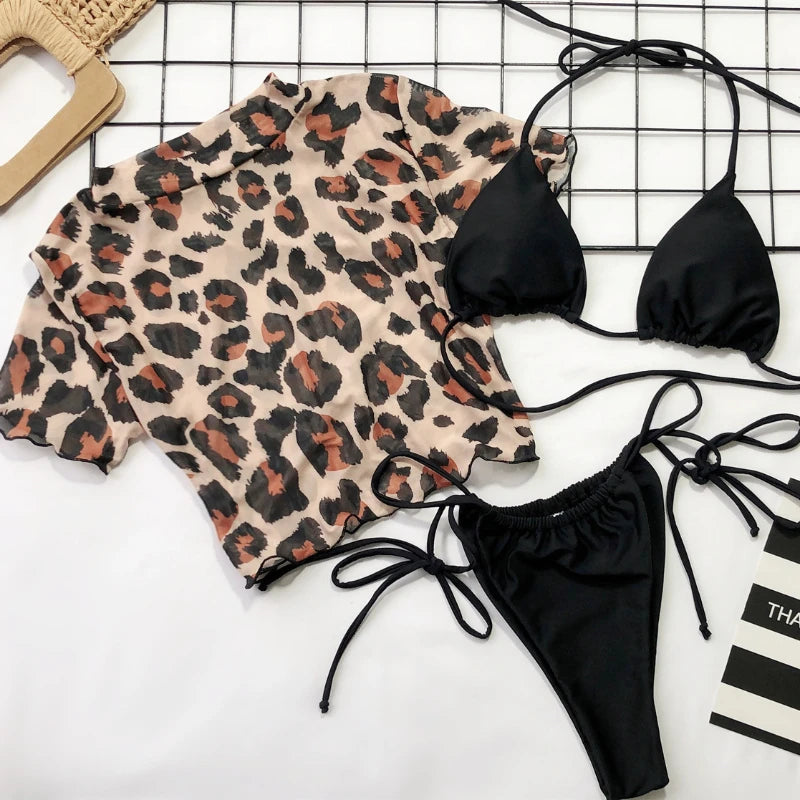 Women's Mesh 3-Piece Swimsuit Set