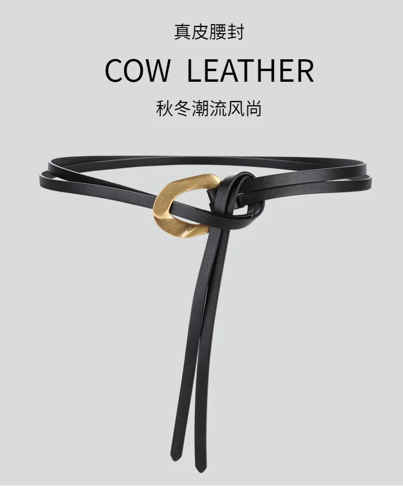 Vintage Double Layer Real Leather Belt Women