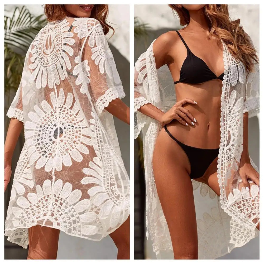 Women's Embroidered Beach Cover-Up Dress