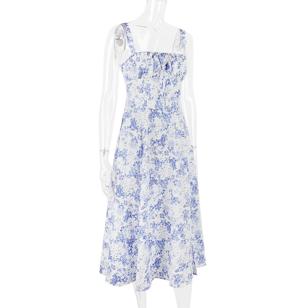 Spaghetti Straps Split Thigh Midi Dress