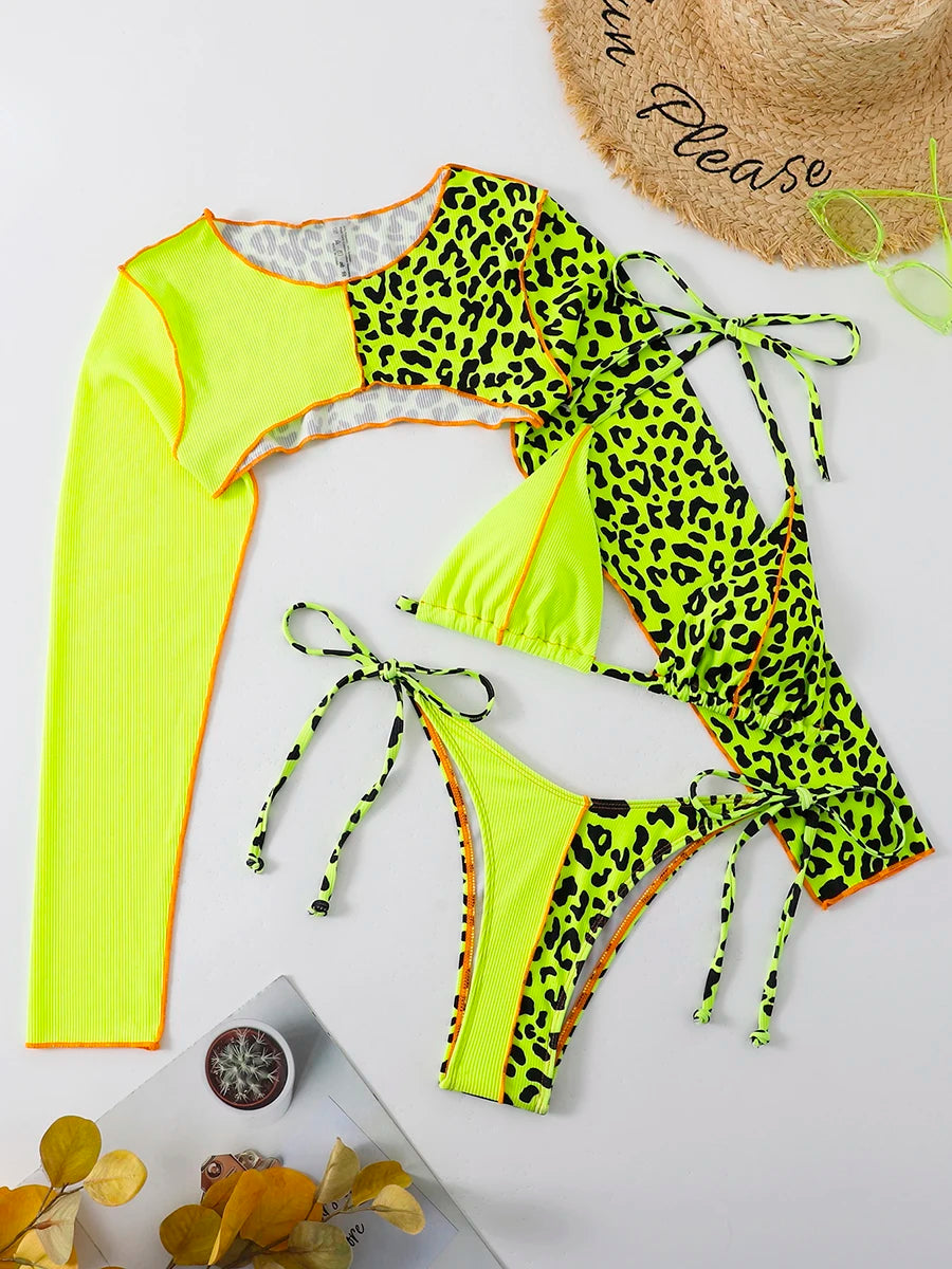 Leopard Halter Triangle Bikini