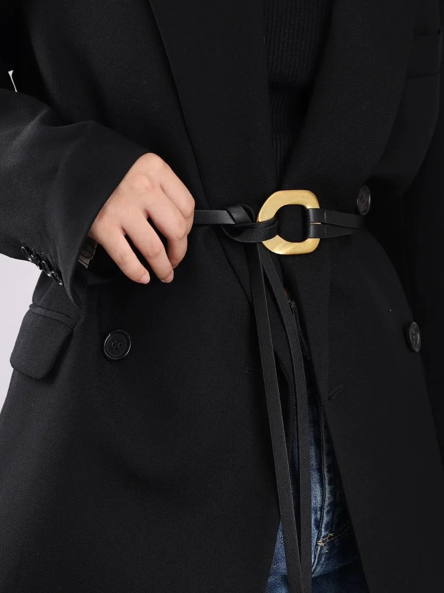 Vintage Double Layer Real Leather Belt Women