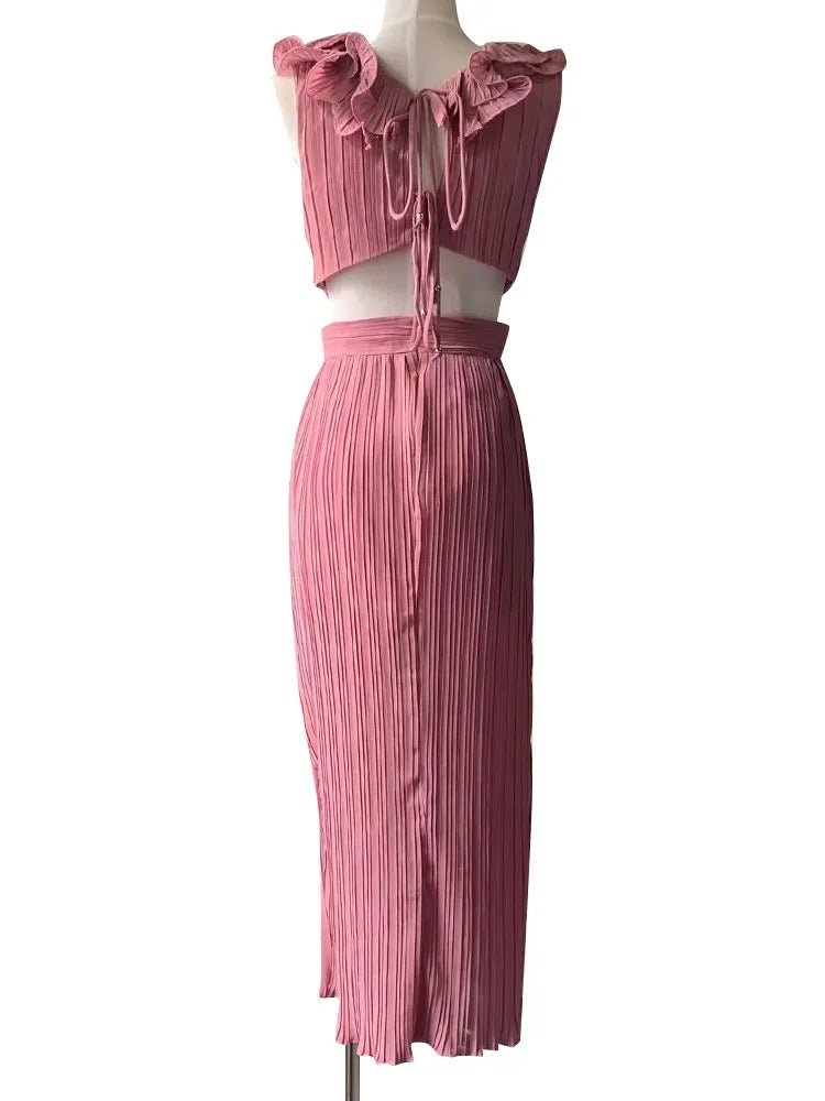 Women's Elegant Ruffle Split Maxi Dress