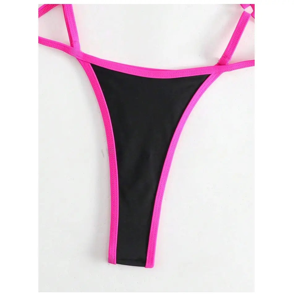 Women's Contrast Trim Halterneck One-Piece