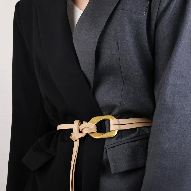 Vintage Double Layer Real Leather Belt Women
