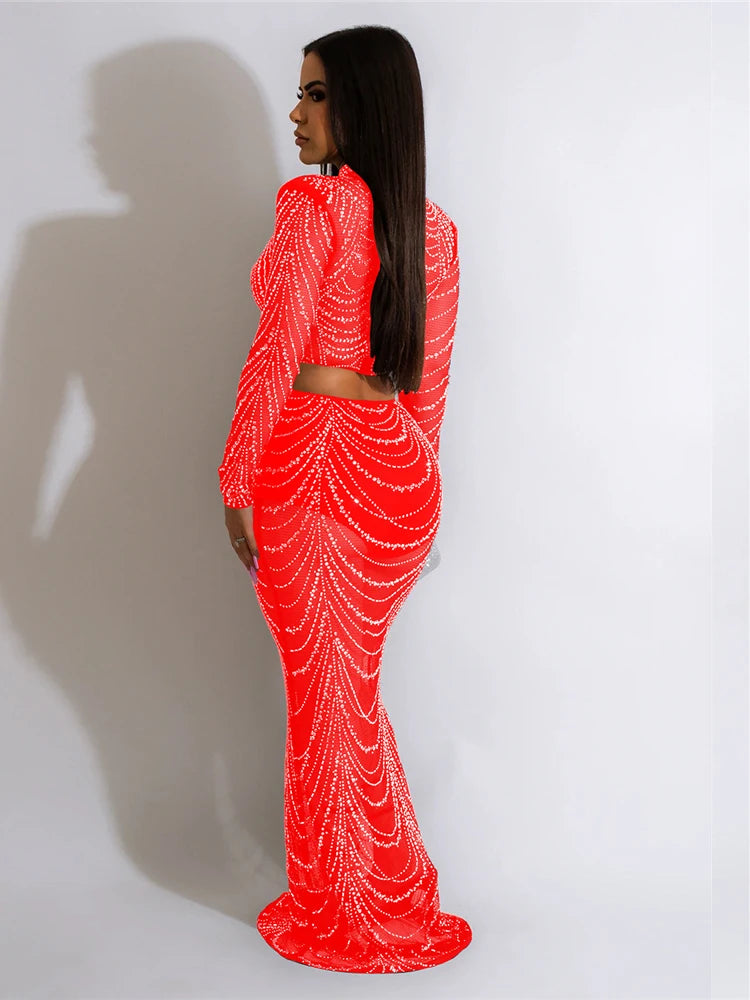 Women's Rhinestone Embellished Maxi Dress