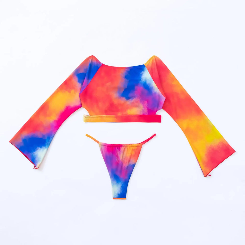 Women's Long Sleeve Split Bikini Set