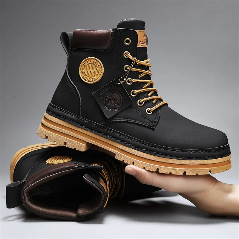 Men Designer Luxury Platform Leather Ankle Boots