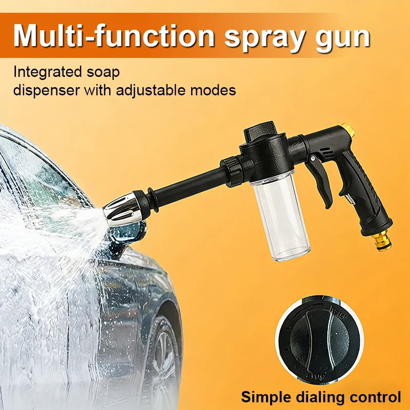 High-pressure car wash spray gun with foam bottle