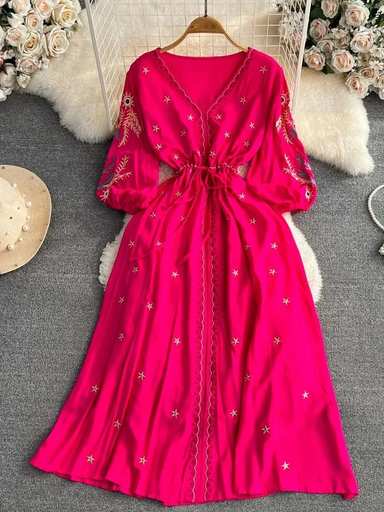 Vintage Ethnic Midi Dress