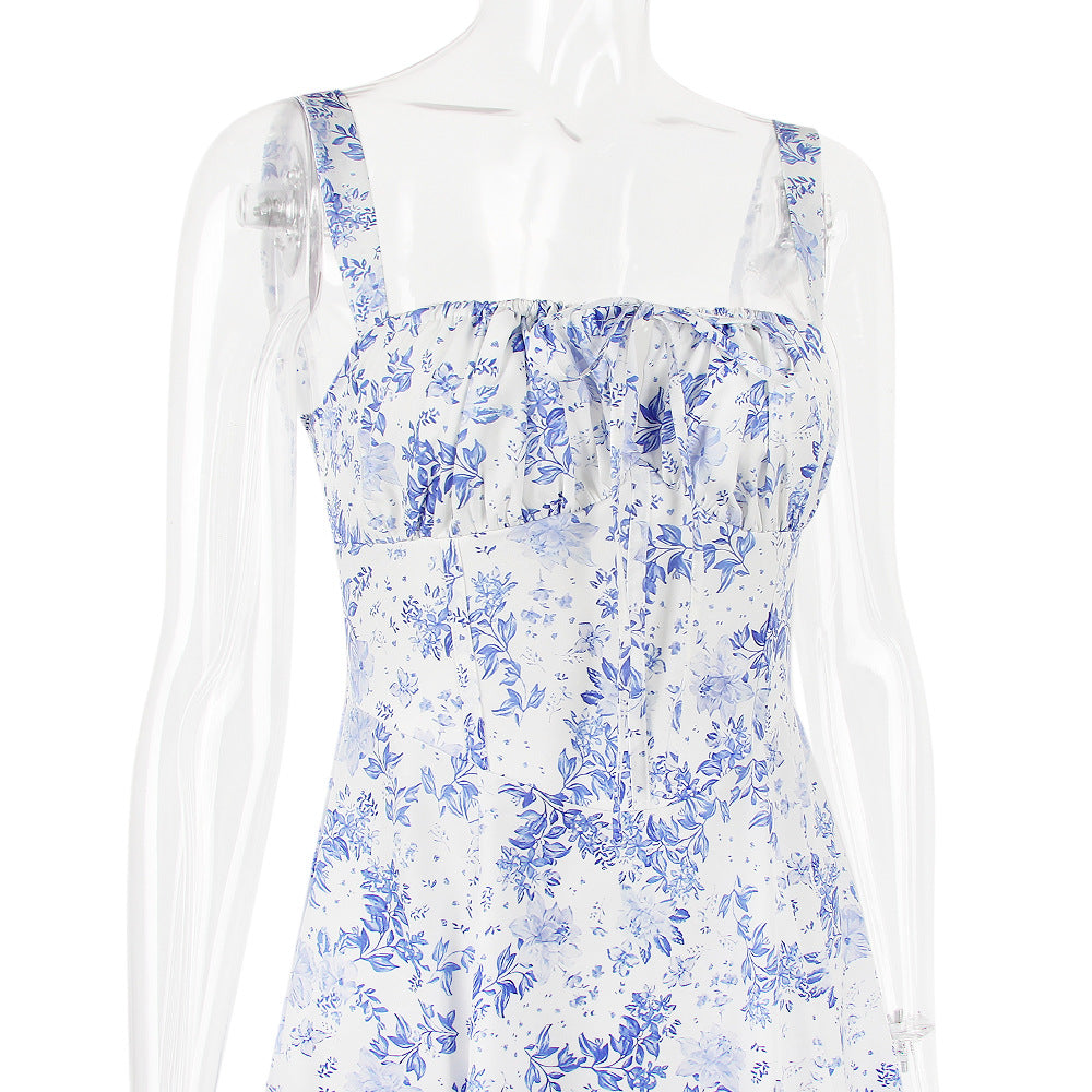 Spaghetti Straps Split Thigh Midi Dress
