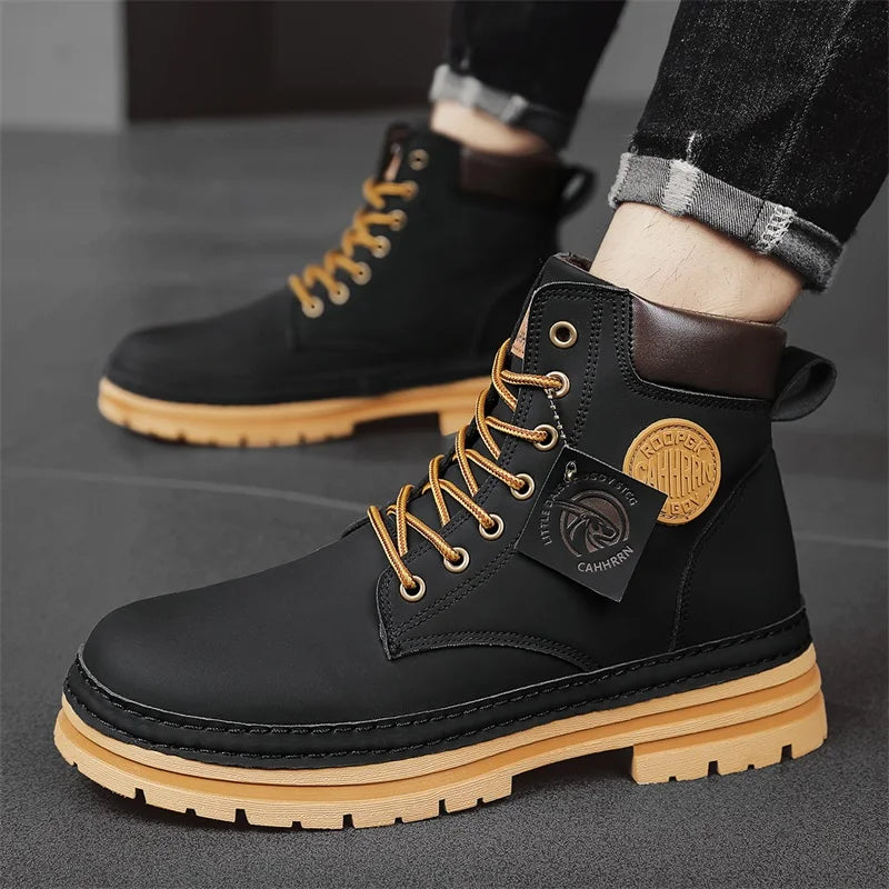 Men Designer Luxury Platform Leather Ankle Boots
