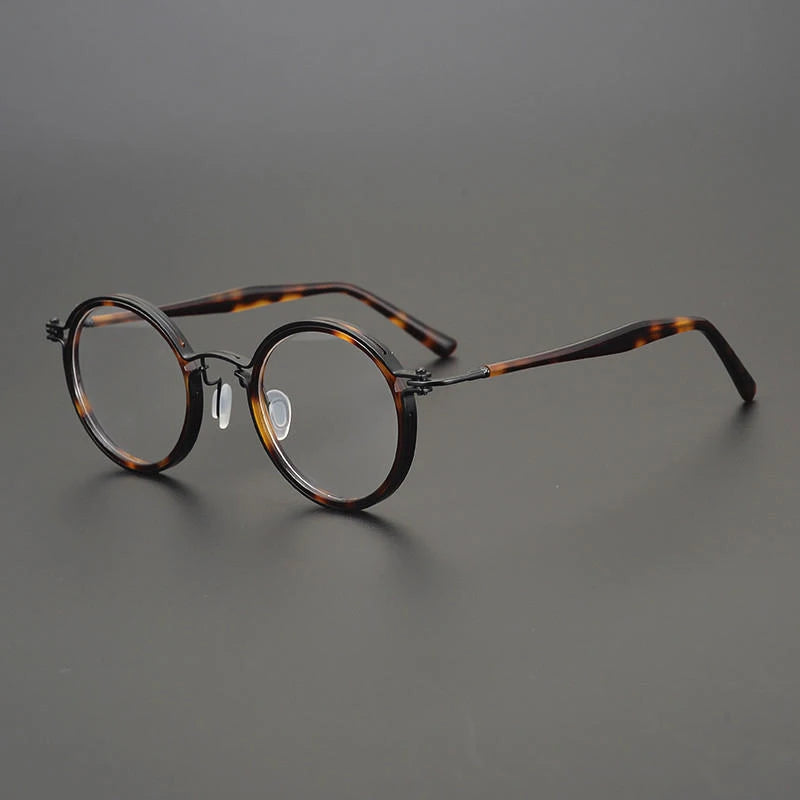Vintage Round Acetate Titanium Glasses