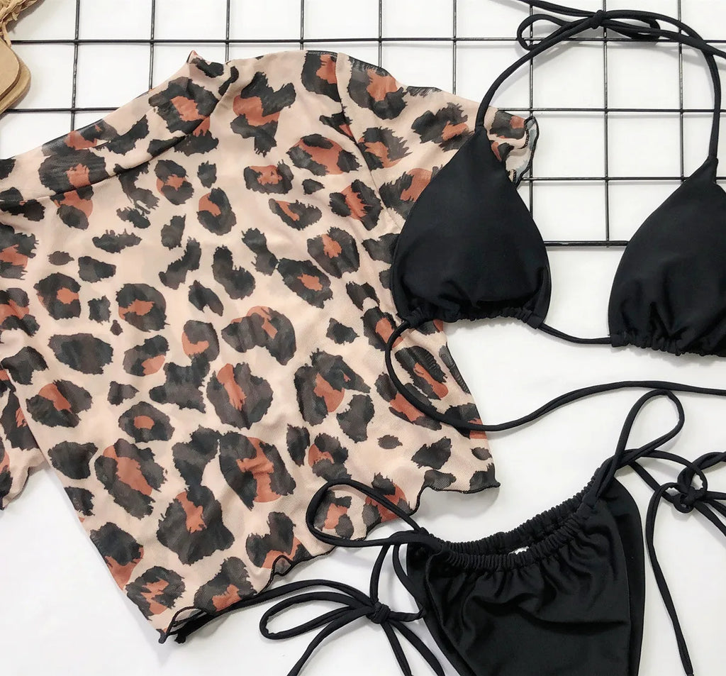 Women's Mesh 3-Piece Swimsuit Set