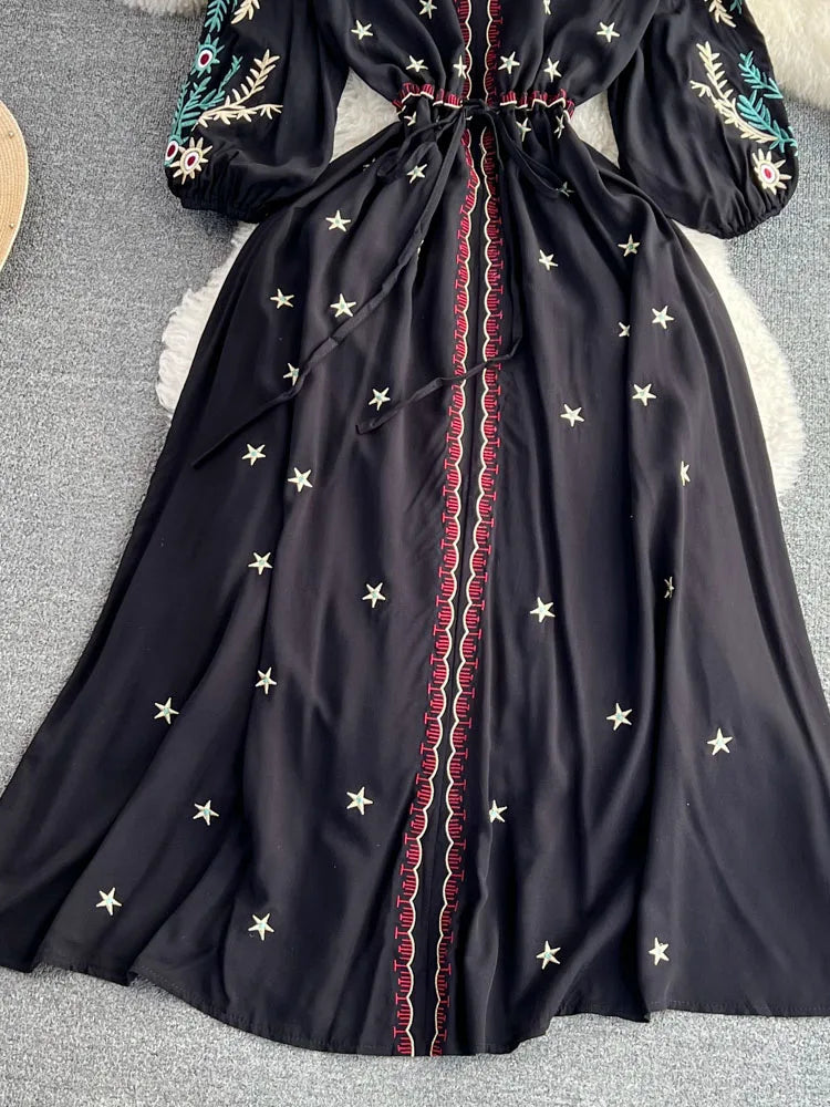 Women's Vintage Ethnic Midi Dress