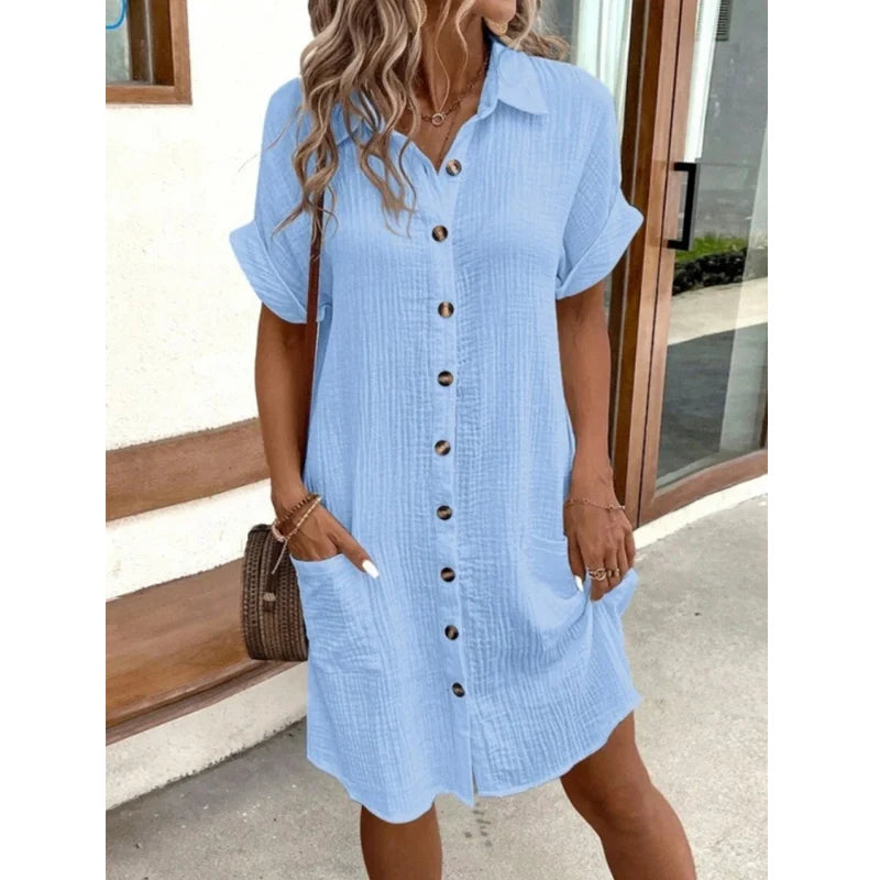 Short Sleeve Shirt Dress