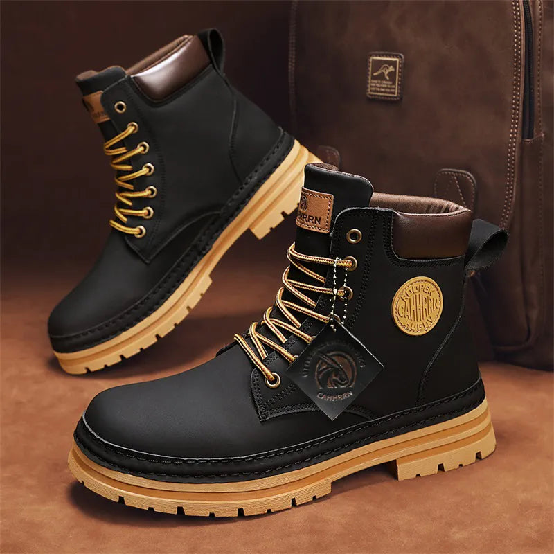 Men Designer Luxury Platform Leather Ankle Boots