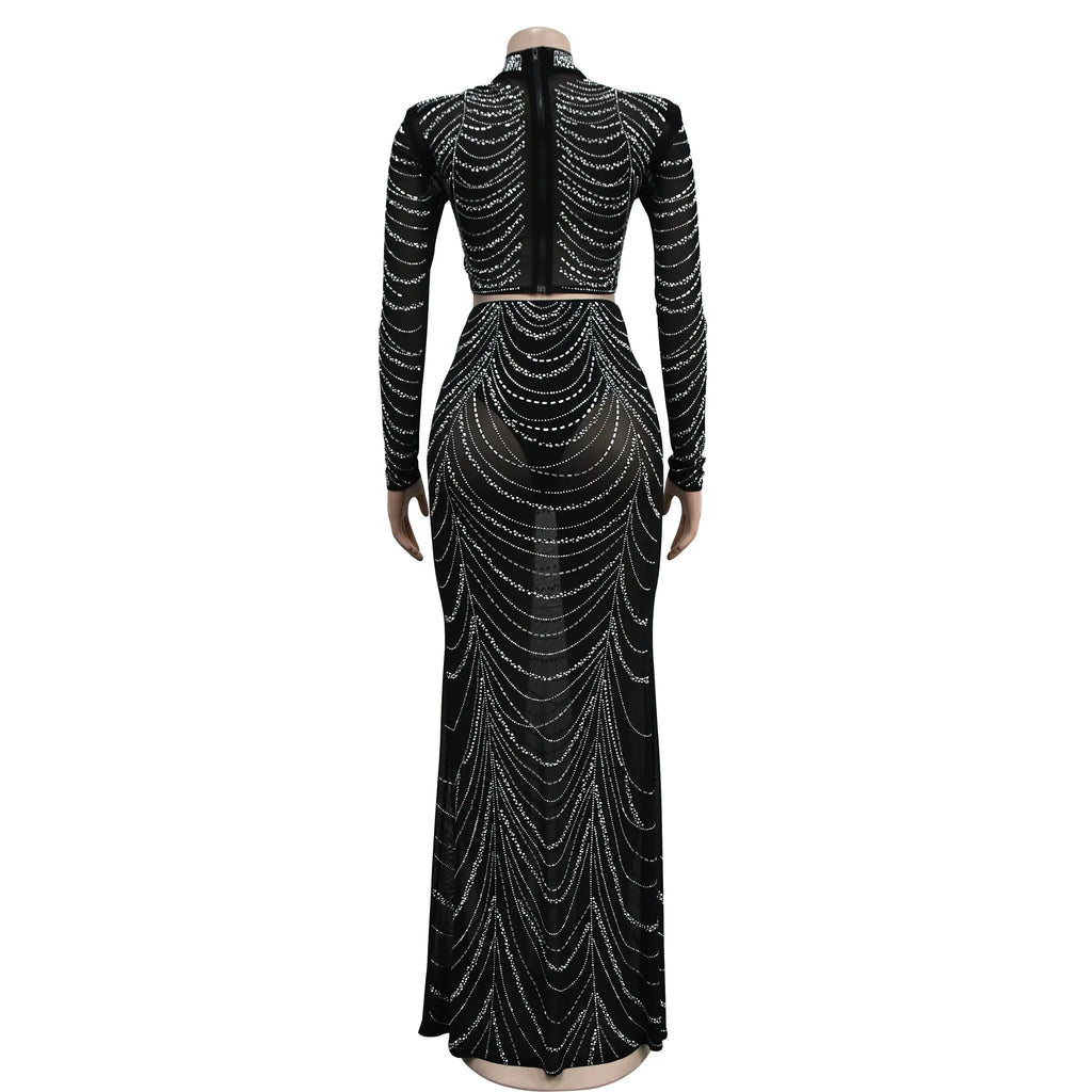 Women's Rhinestone Embellished Maxi Dress