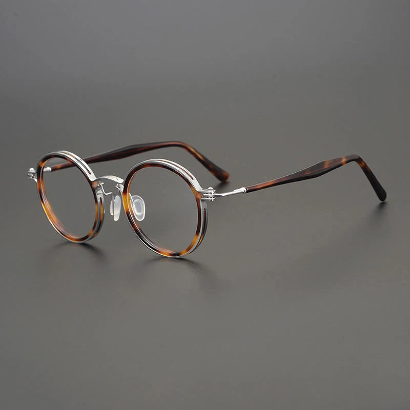 Vintage Round Acetate Titanium Glasses