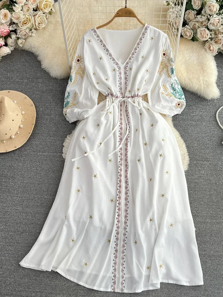 Vintage Ethnic Midi Dress