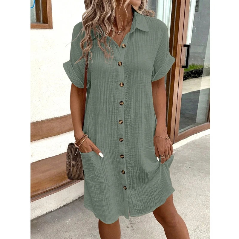 Short Sleeve Shirt Dress