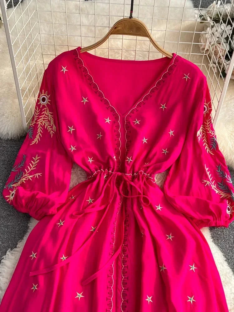 Women's Vintage Ethnic Midi Dress