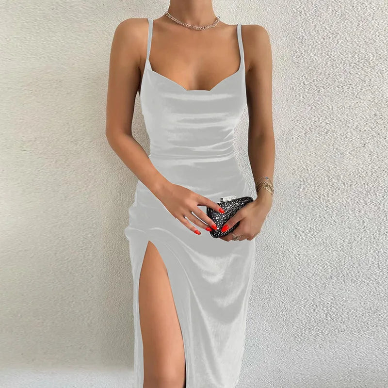 Fashionable and Sexy Slim Fit Slit Strap Dress