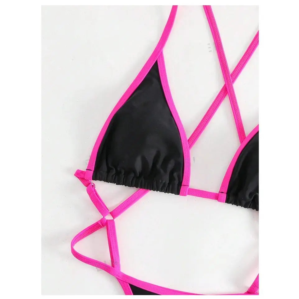 Women's Contrast Trim Halterneck One-Piece