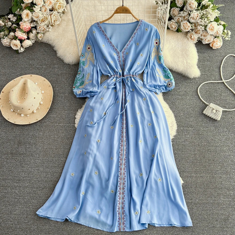 Women's Vintage Ethnic Midi Dress